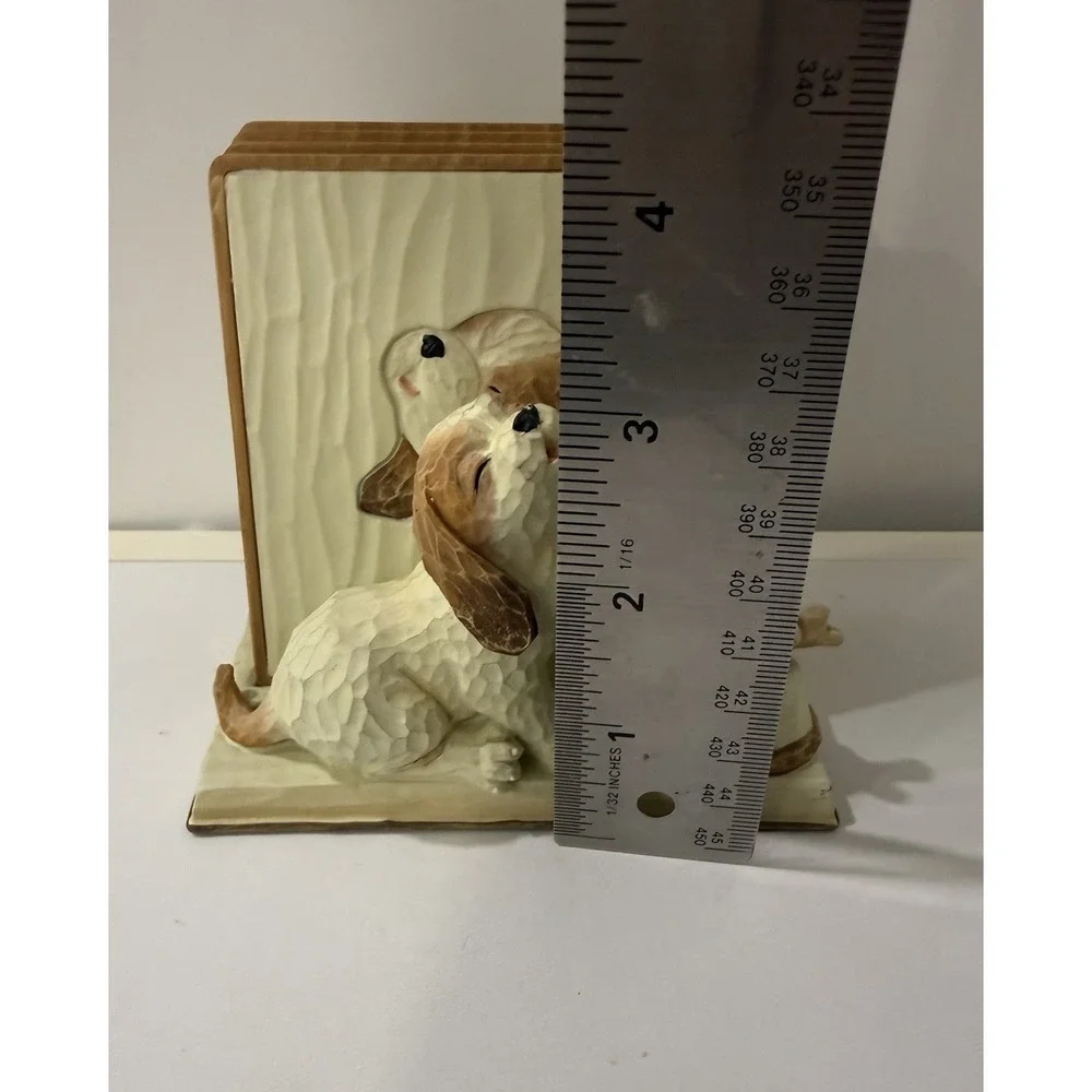 Vintage 4 Coaster Set with 3D Dog Puppy Holder Handpainted Carparatian